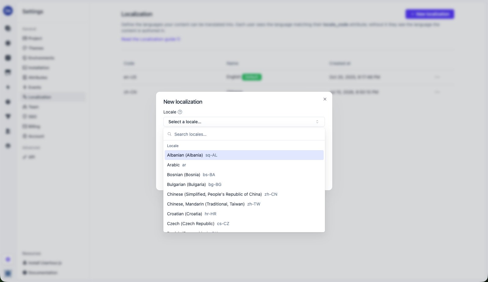 Creating a new localization