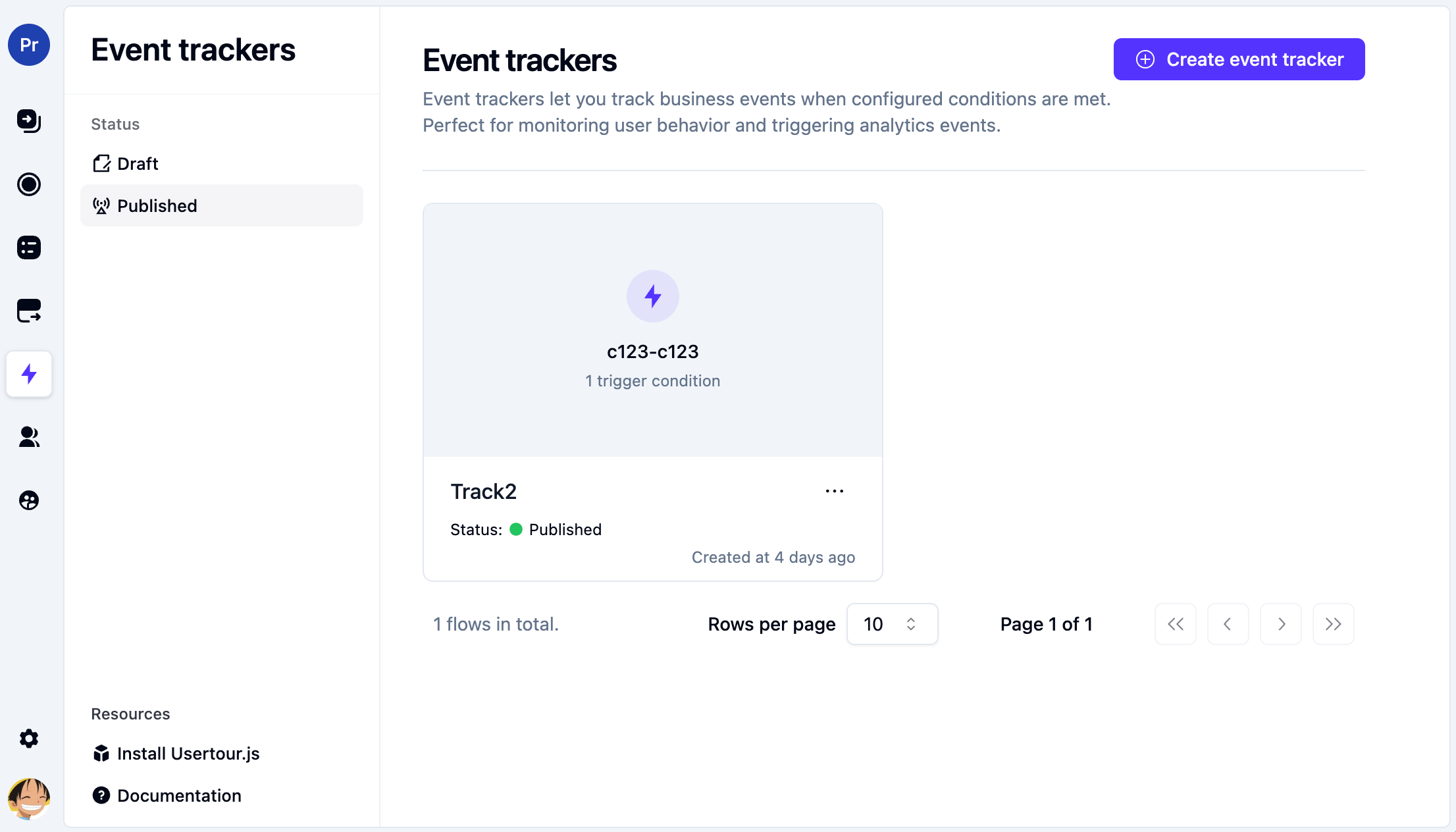 Event Trackers - Usertour documention