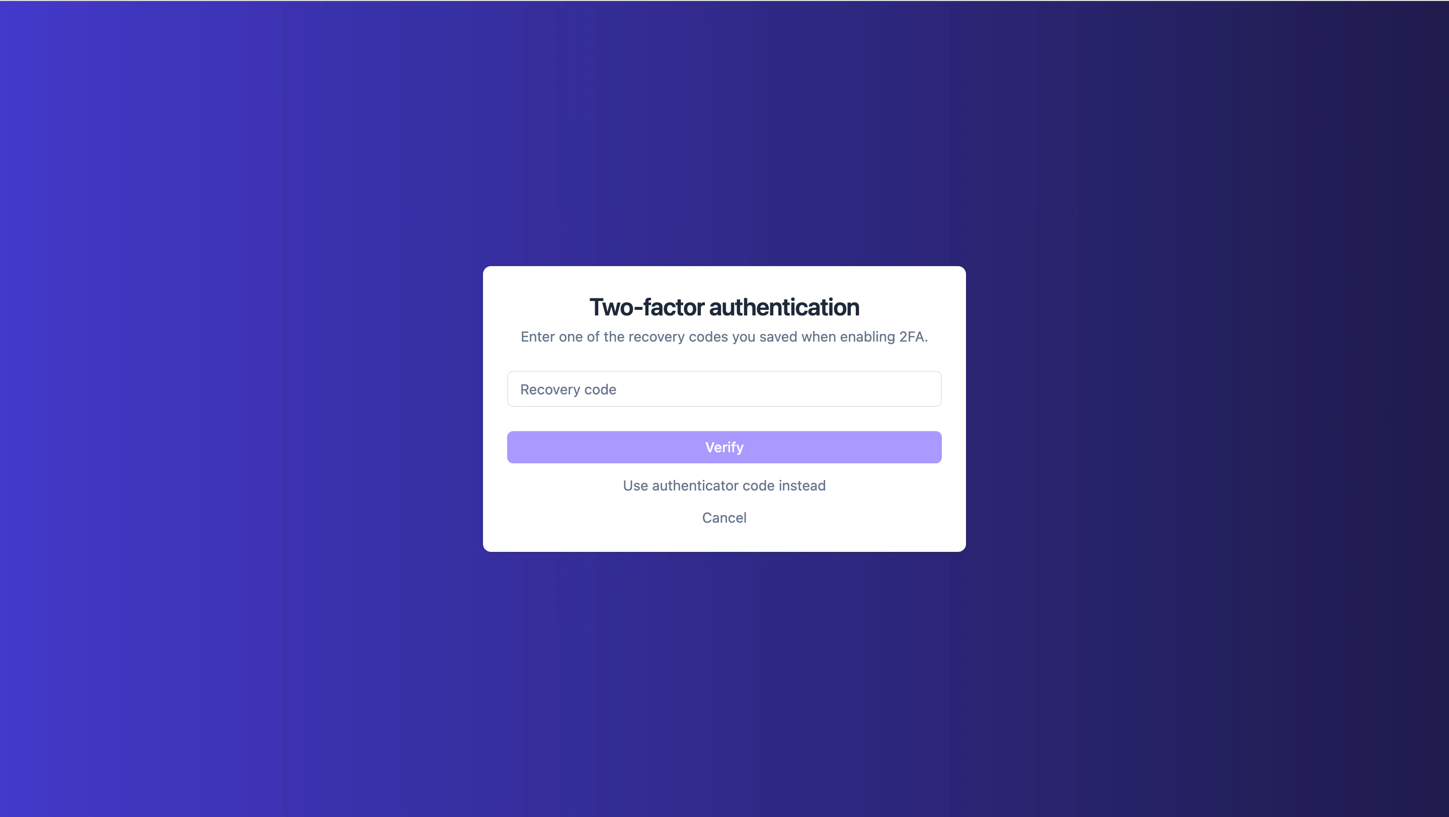 Sign in with a recovery code