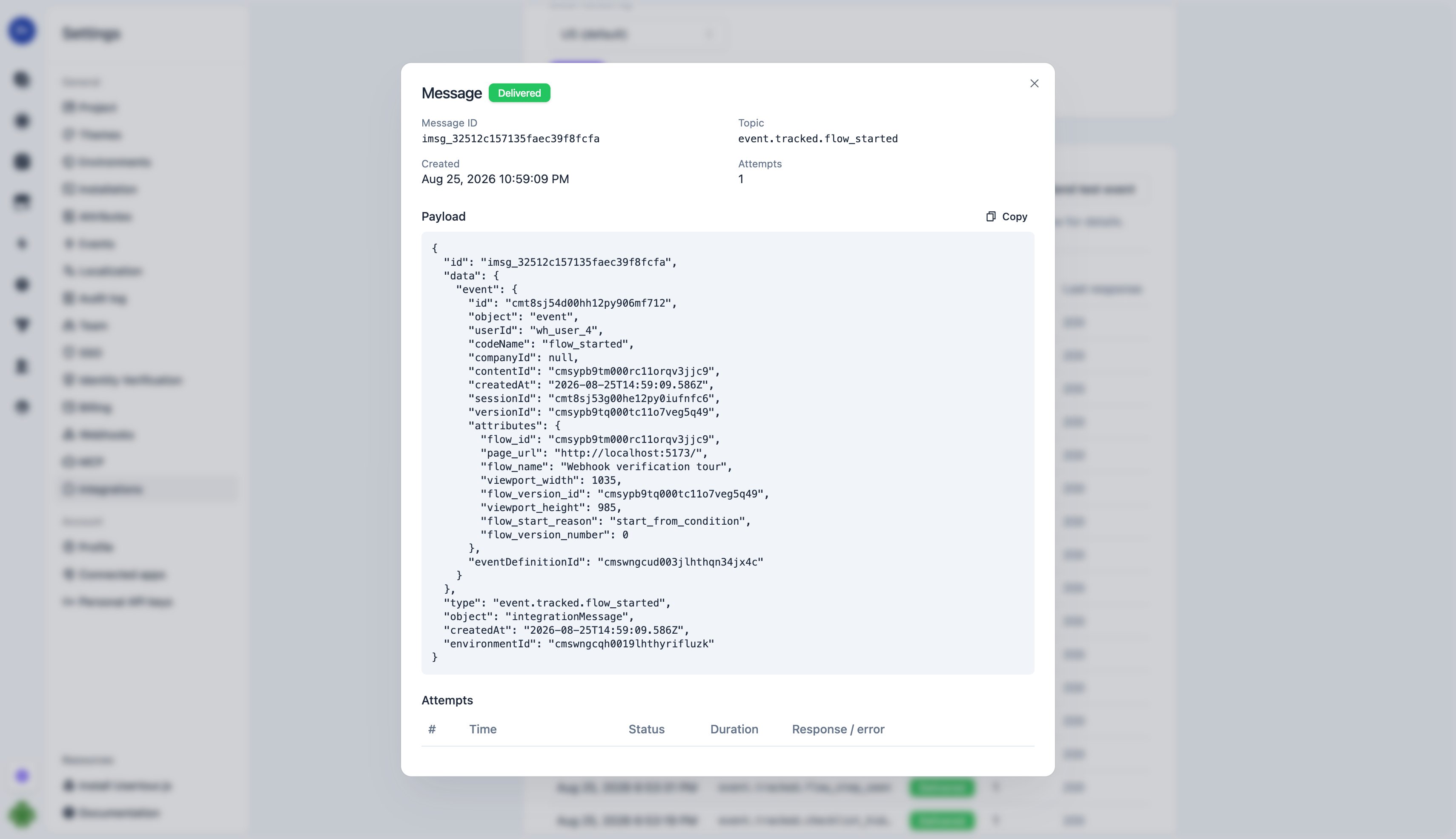 The message log