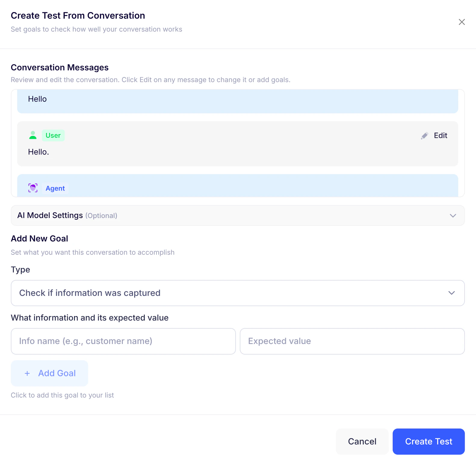 Create Test Conversation