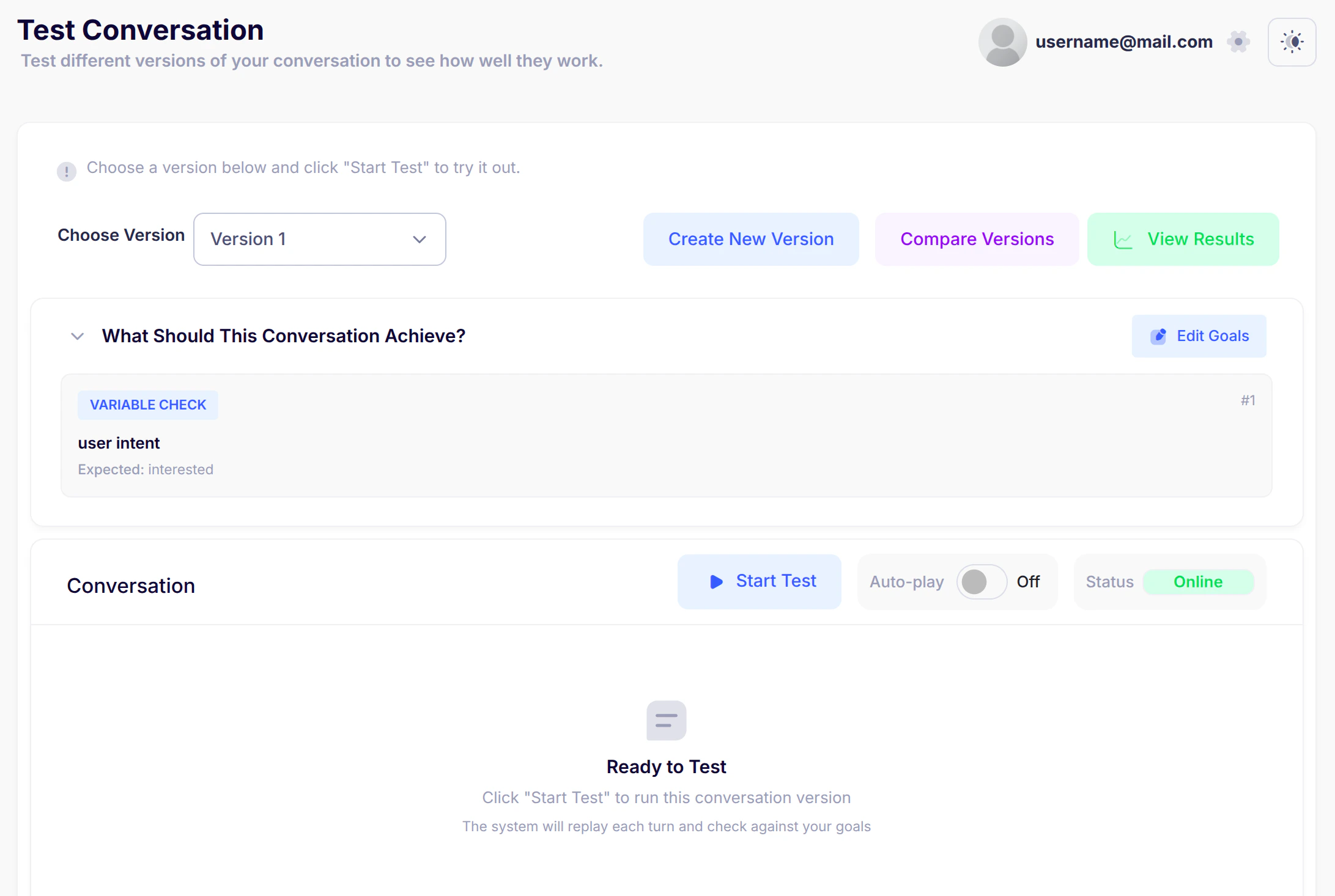 Test Conversation Dashboard
