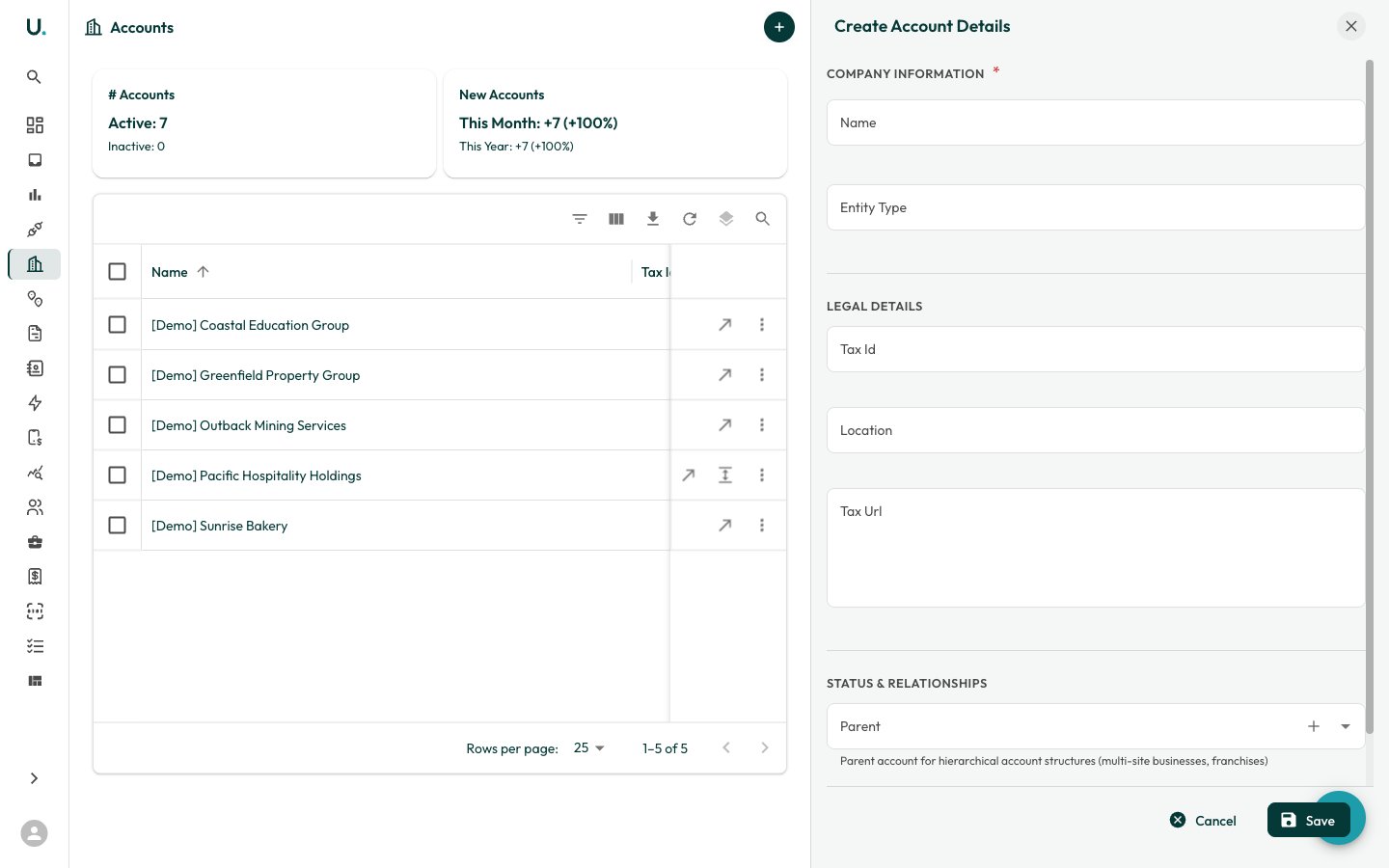 Create account drawer in UMS