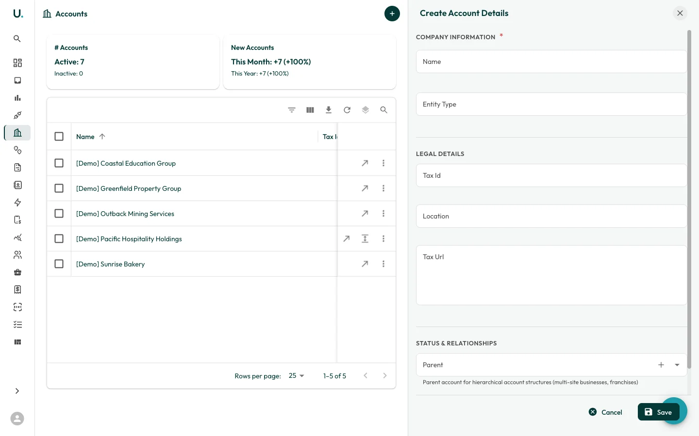 Create account drawer in UMS