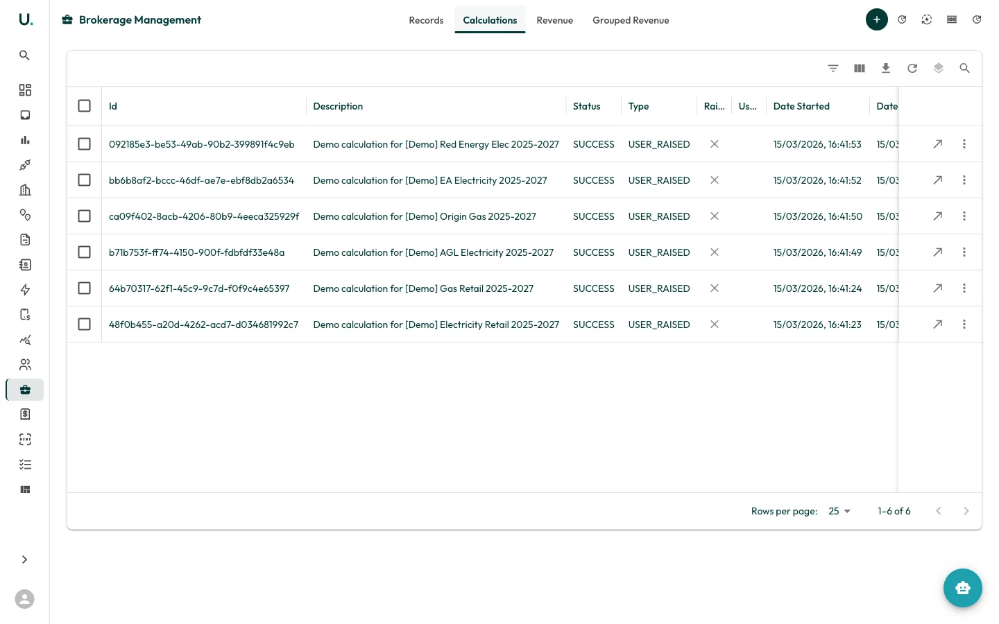 Brokerage calculations tab in UMS