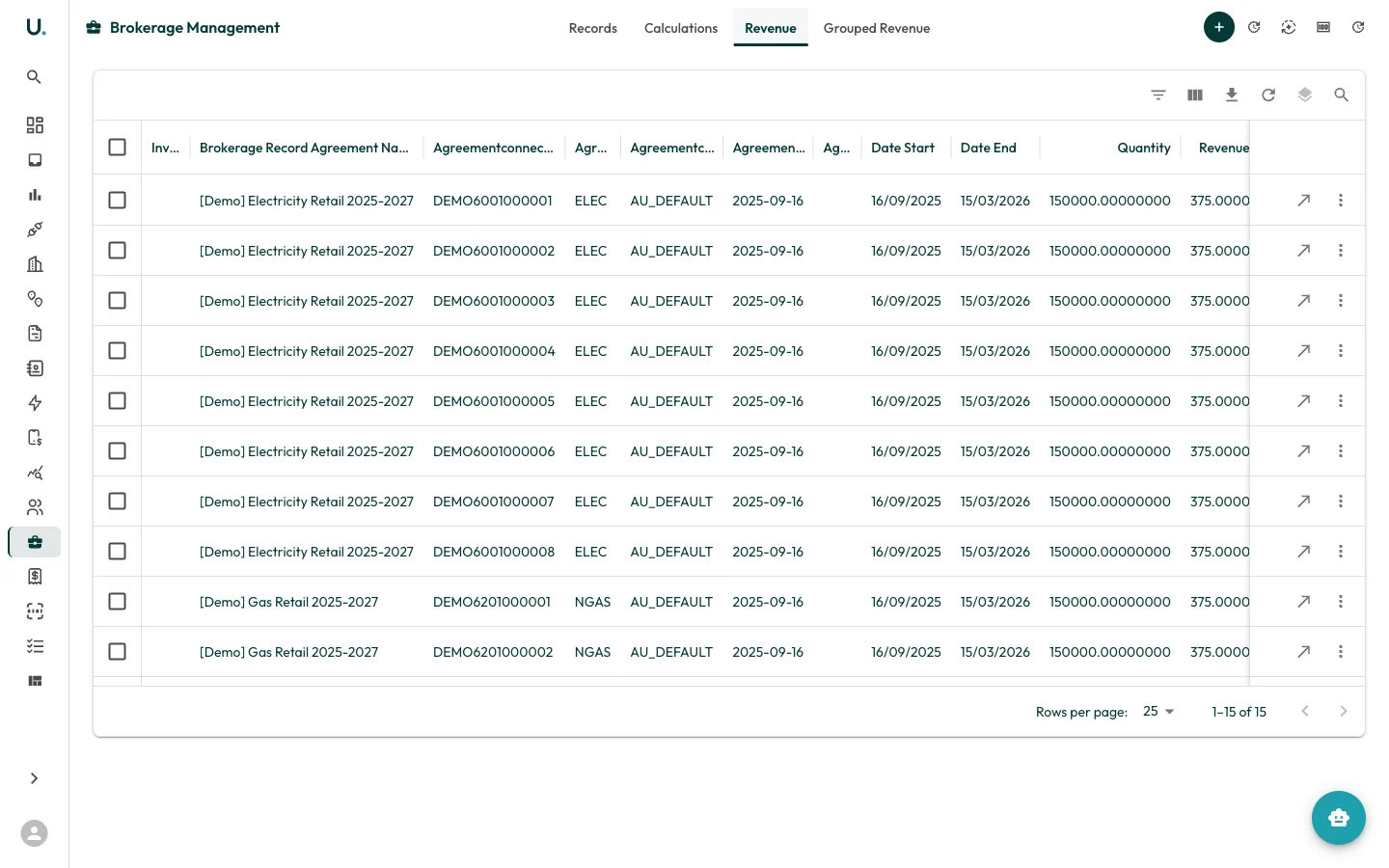 Brokerage revenue tab in UMS