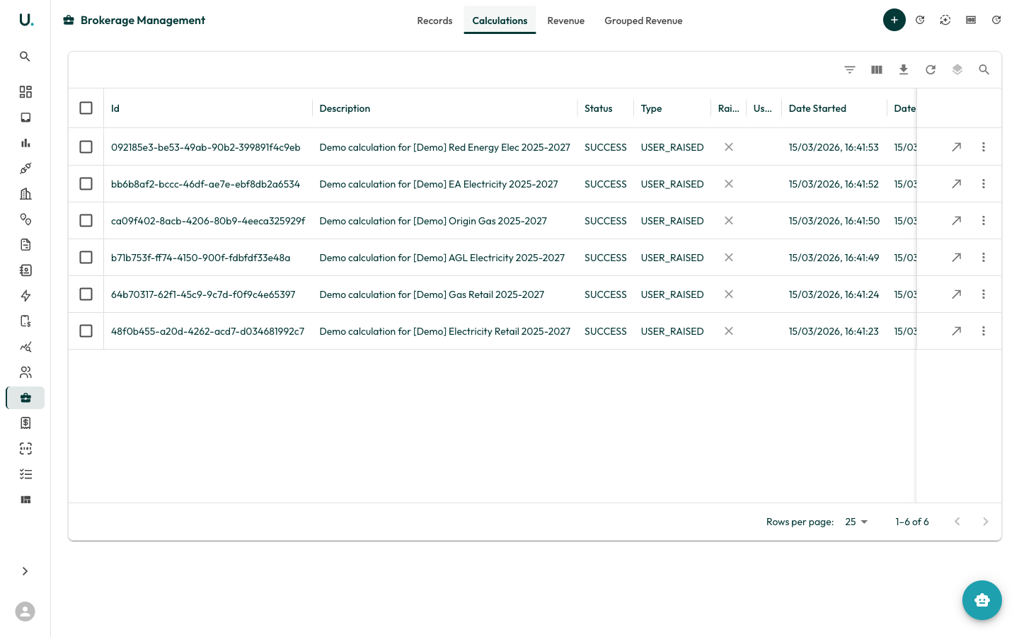 Brokerage calculations tab in UMS