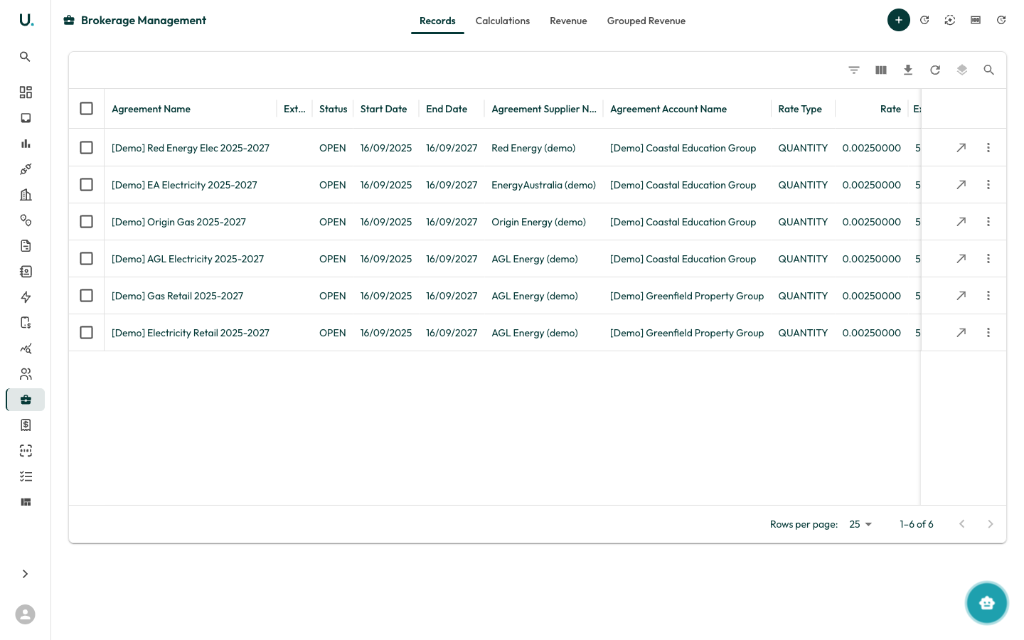 UMS Brokerage management page showing brokerage records
