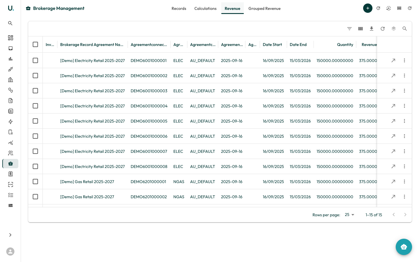 Brokerage revenue tab in UMS