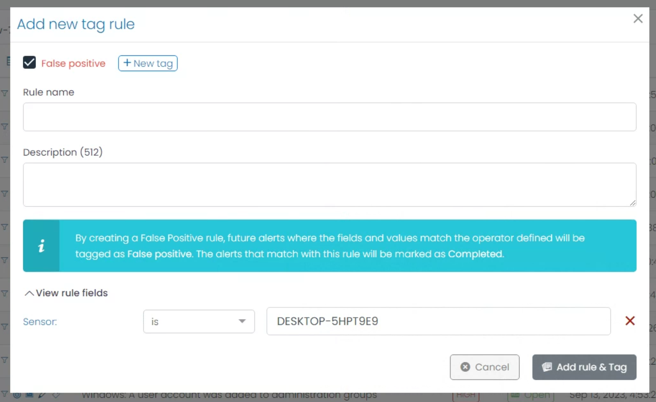 Tag Rule Creation