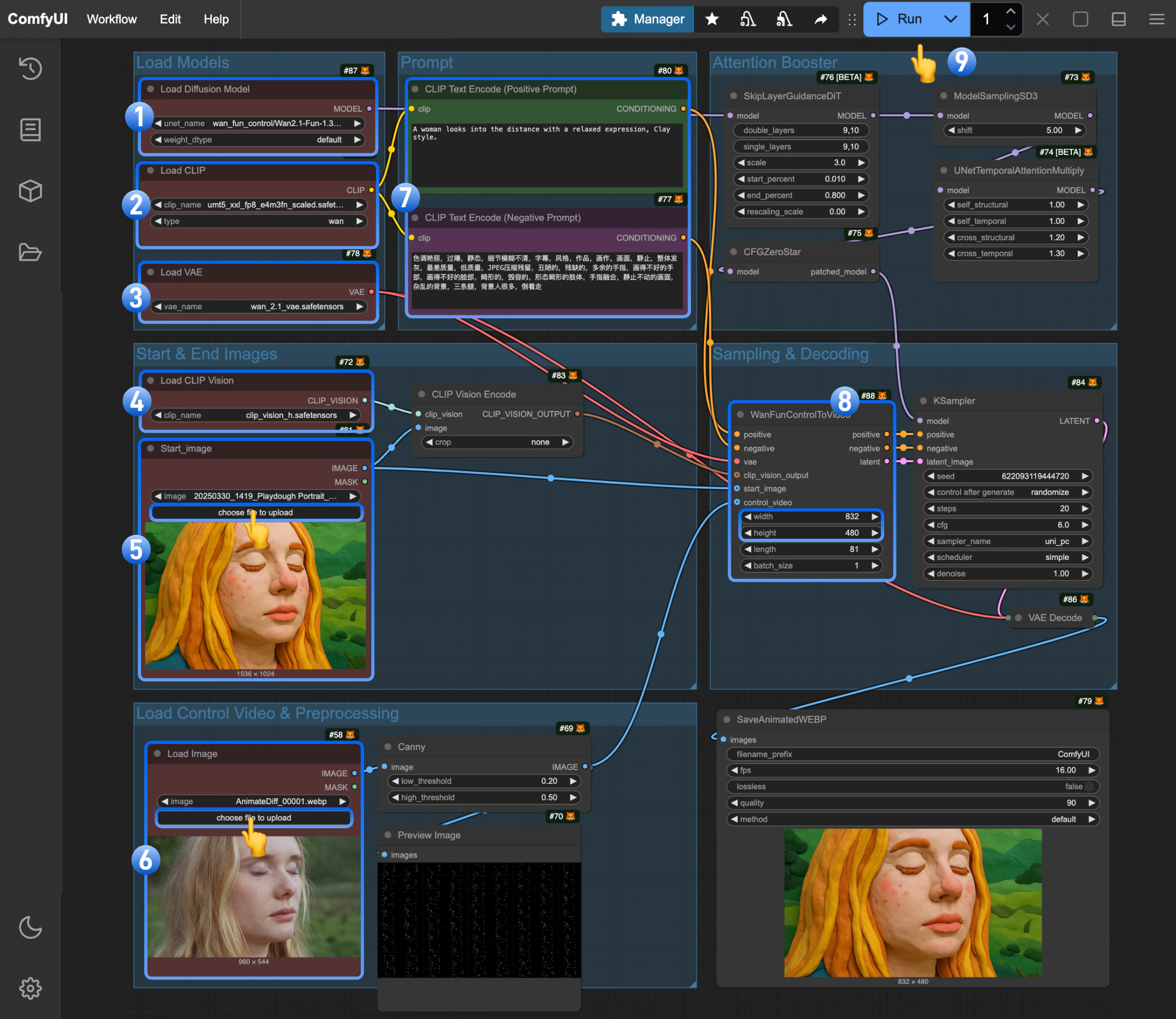 Wan2.1 Fun Control Workflow Steps