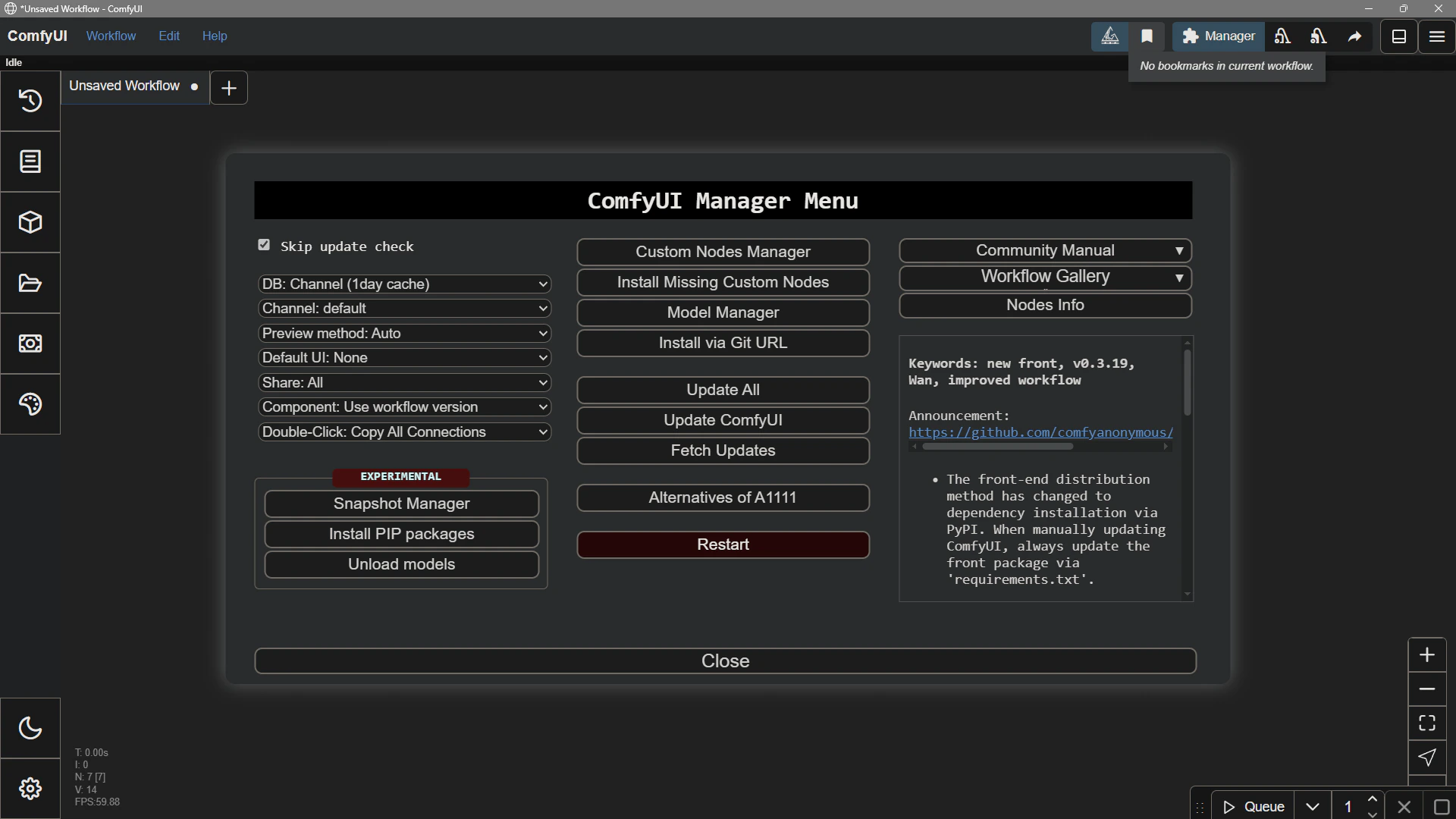 ComfyUI Manager Interface