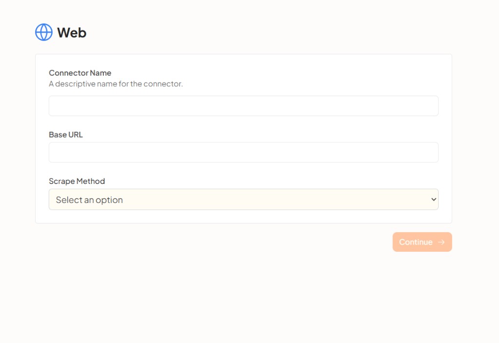 Web connector — name, base URL, and scrape method