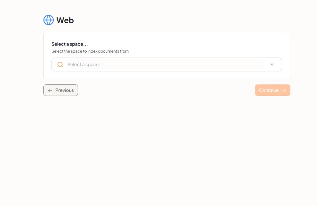 Web connector — select a space