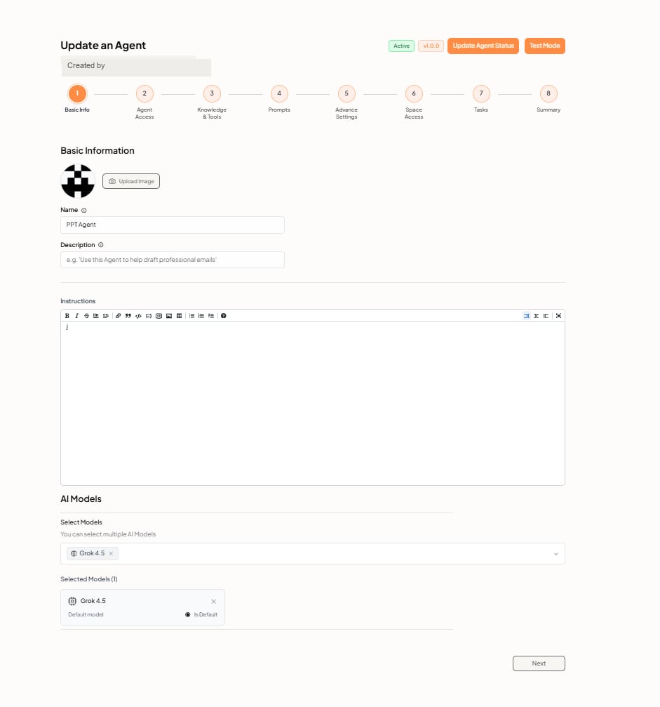Update an Agent — Basic Info