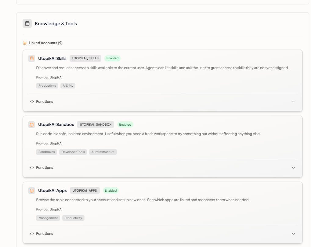 Update an Agent — Linked accounts