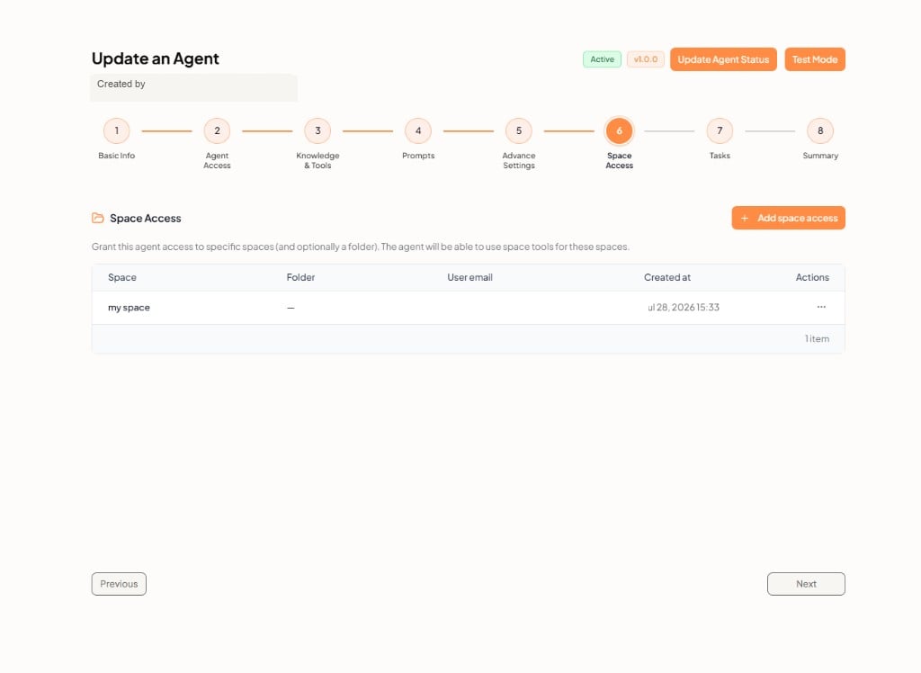Update an Agent — Space Access
