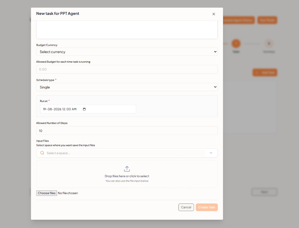 New task — input files
