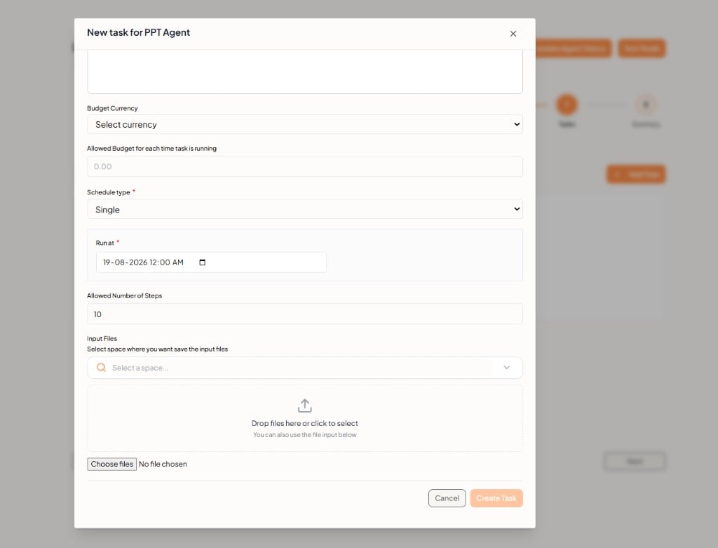 New task — input files