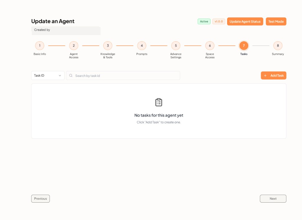 Update an Agent — Tasks