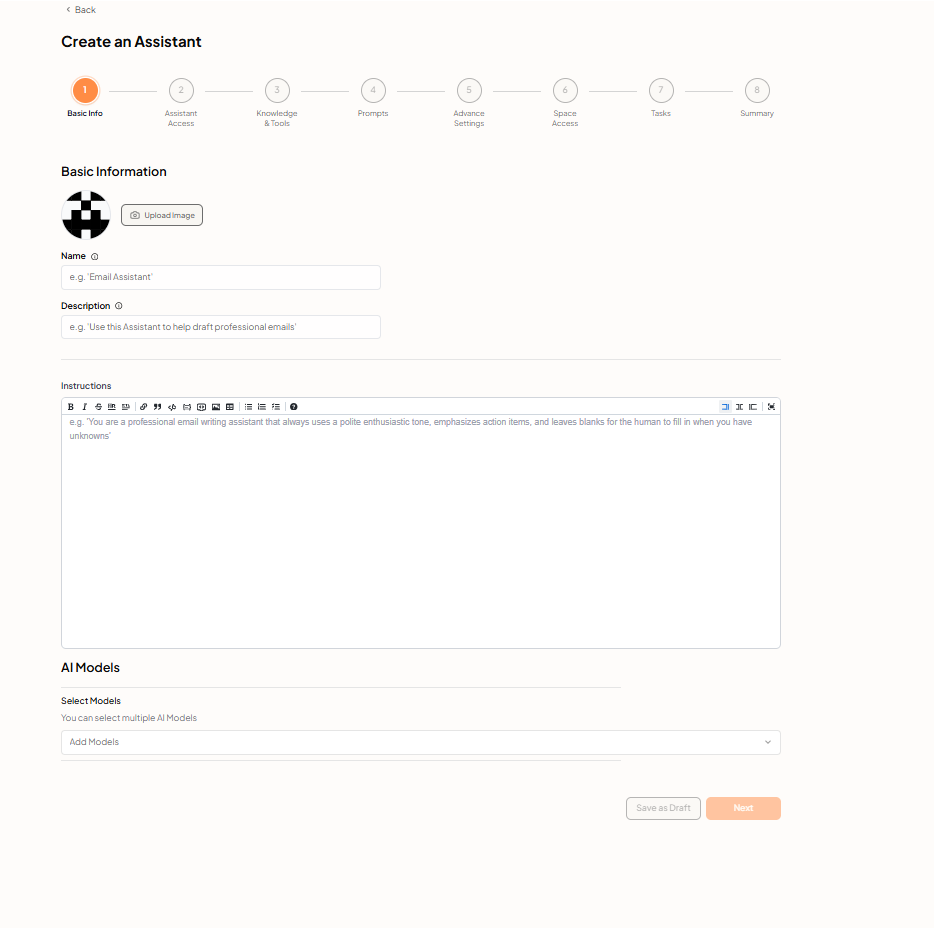 Create an Assistant — Basic Info