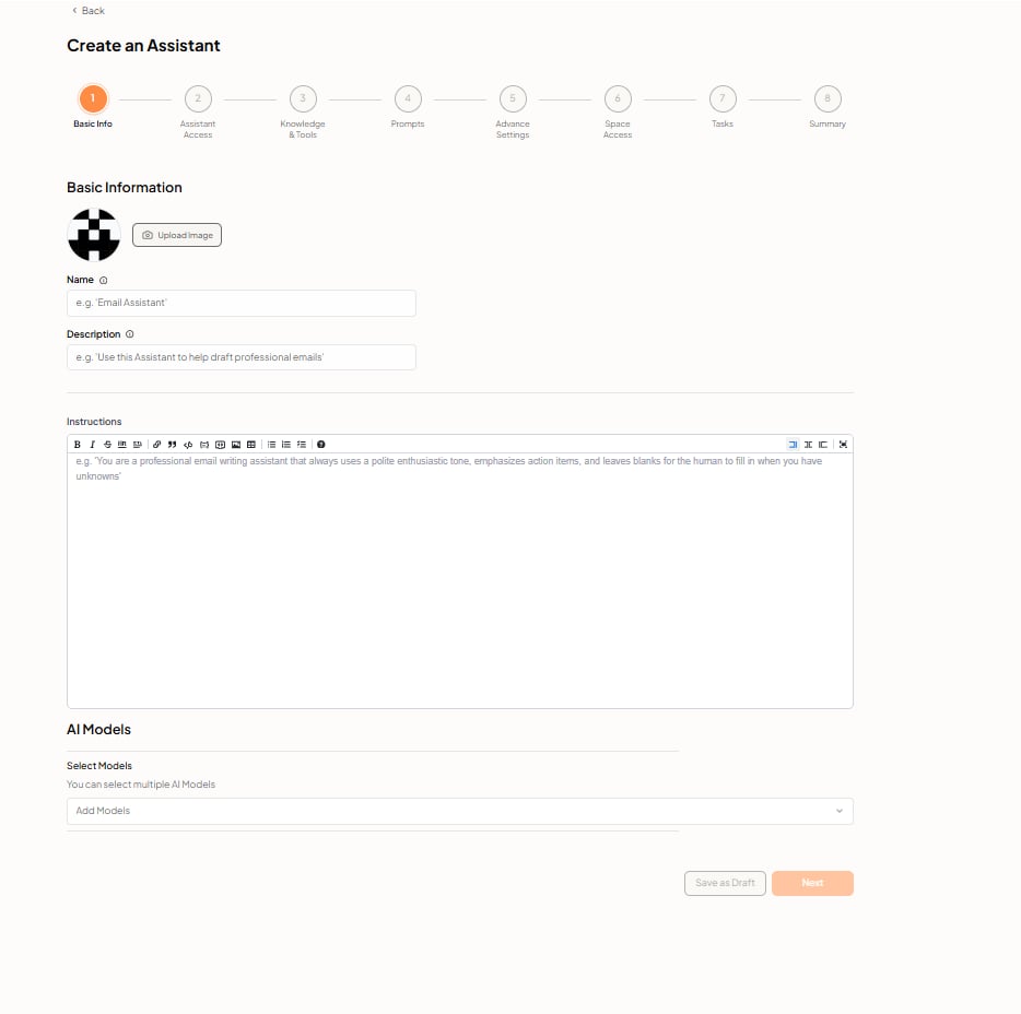 Create an Assistant — Basic Info