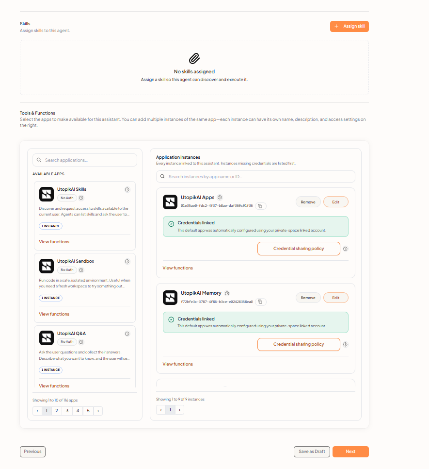 Create an Assistant — Skills and Tools