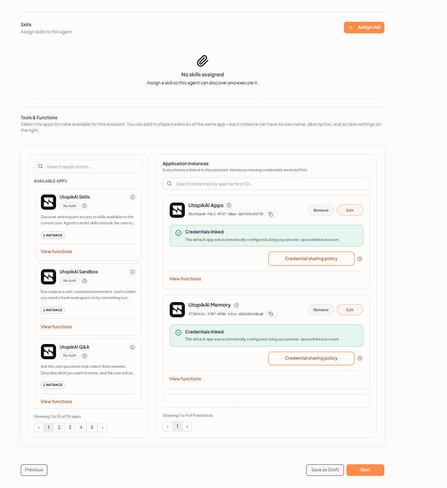 Create an Assistant — Skills and Tools