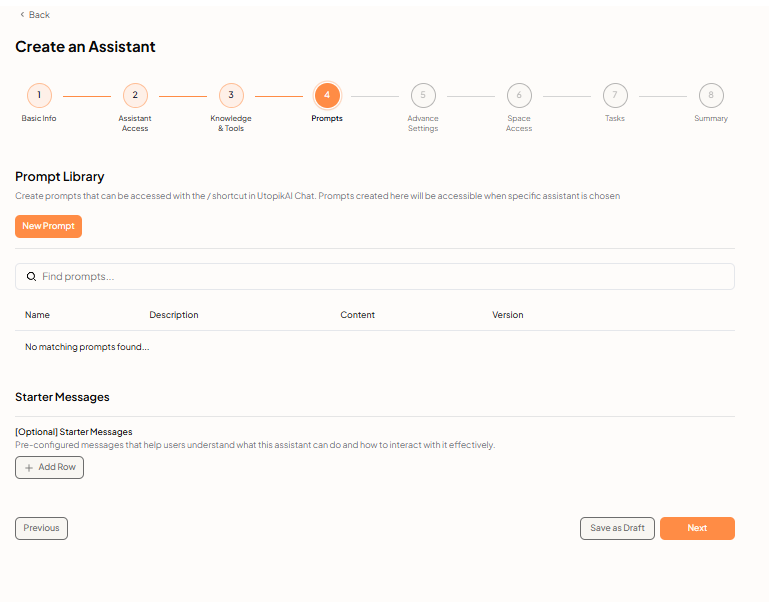 Create an Assistant — Prompts