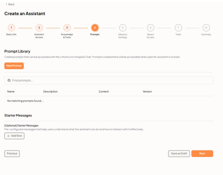 Create an Assistant — Prompts