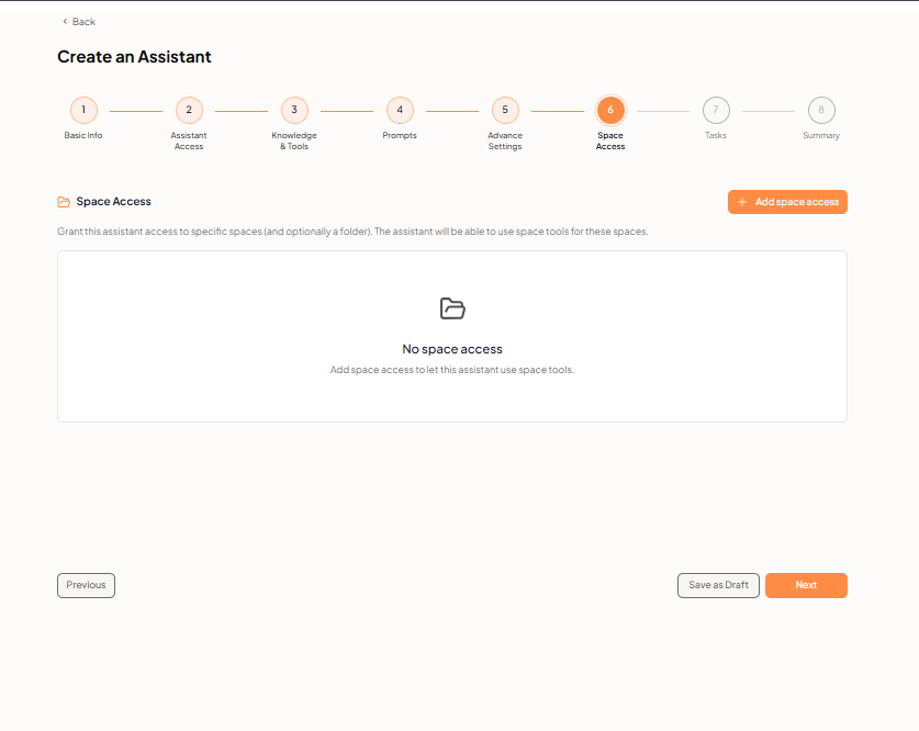 Create an Assistant — Space Access