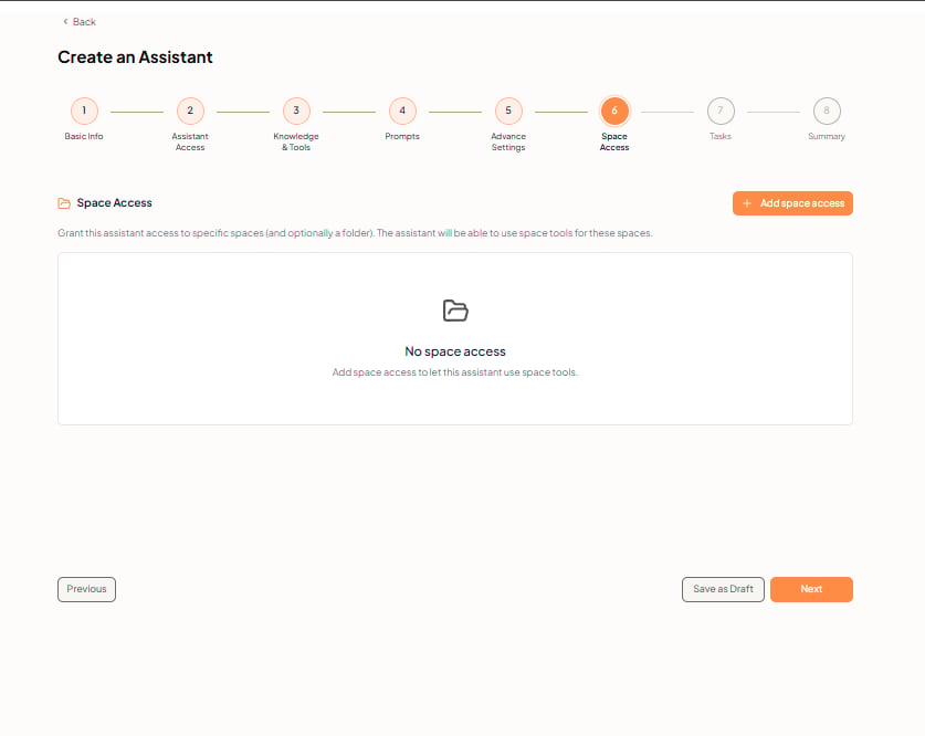 Create an Assistant — Space Access