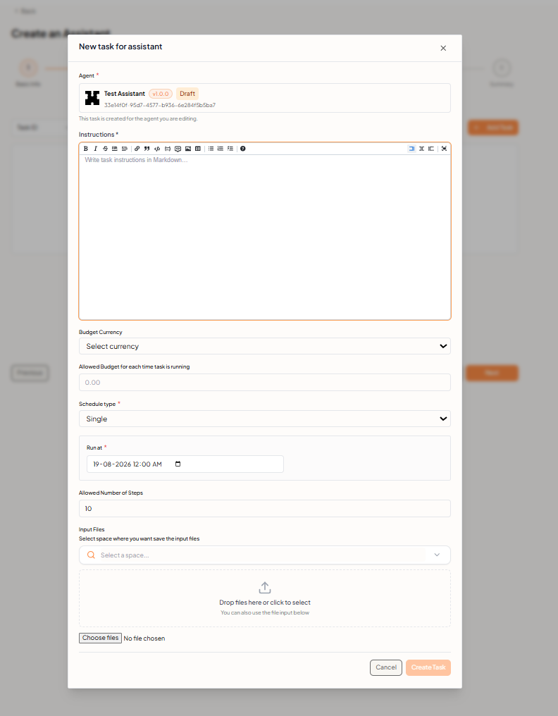 New task for assistant