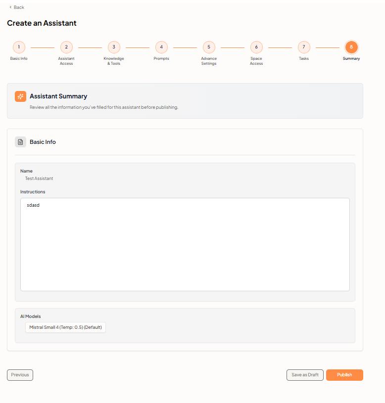Create an Assistant — Summary