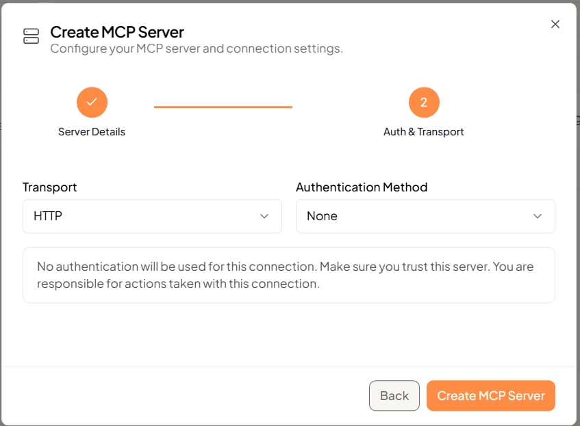 Create MCP Server — Auth & Transport