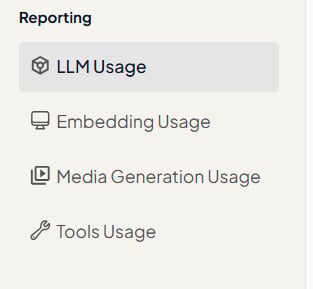 Reporting section in the left navigation