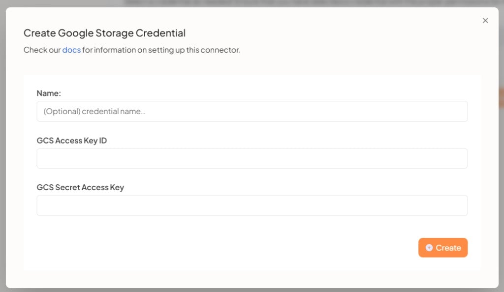 Create Google Storage Credential