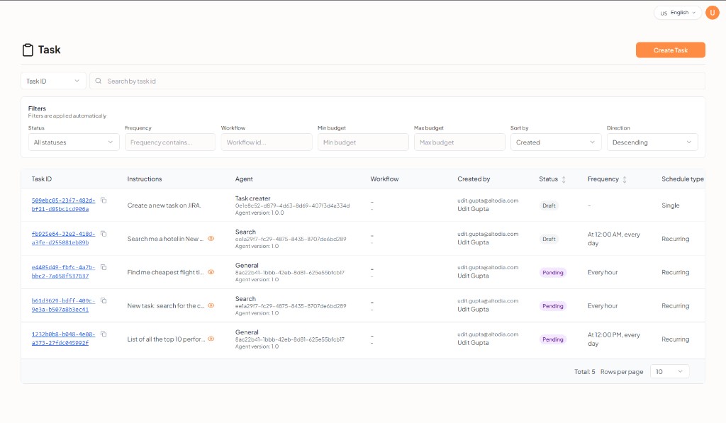 Tasks step — no tasks yet