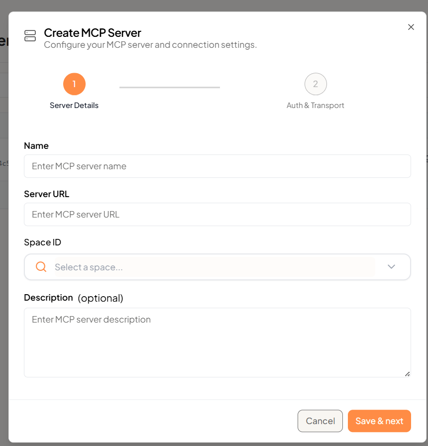 Create MCP Server — Server Details