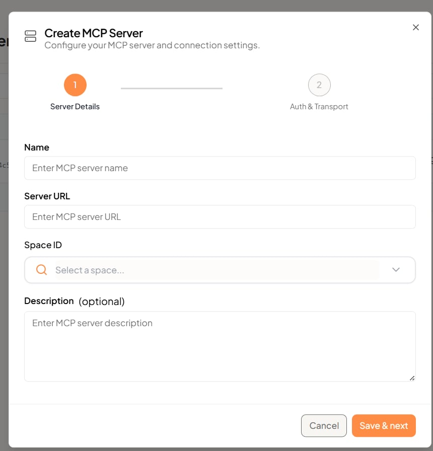 Create MCP Server — Server Details