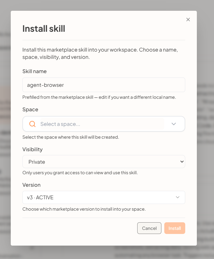 Install skill