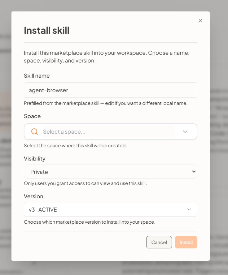 Install skill