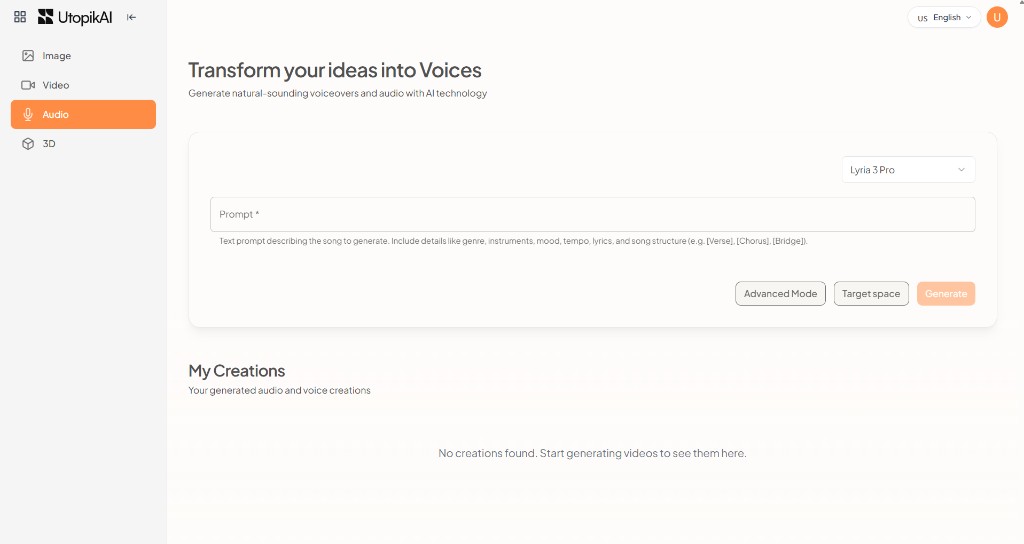 Studio Audio — prompt and model