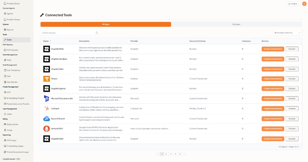 Connected Tools — All Apps catalog
