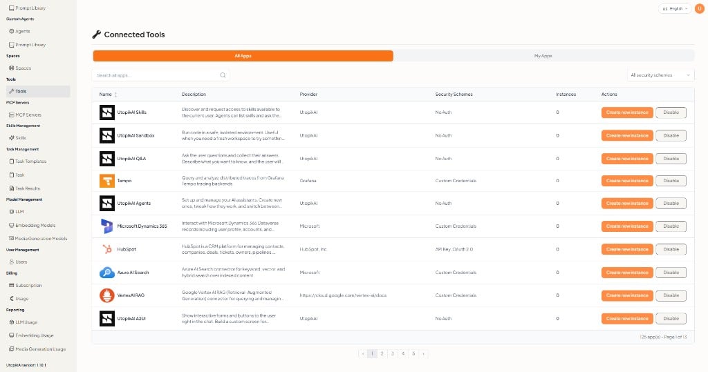 Connected Tools — All Apps catalog