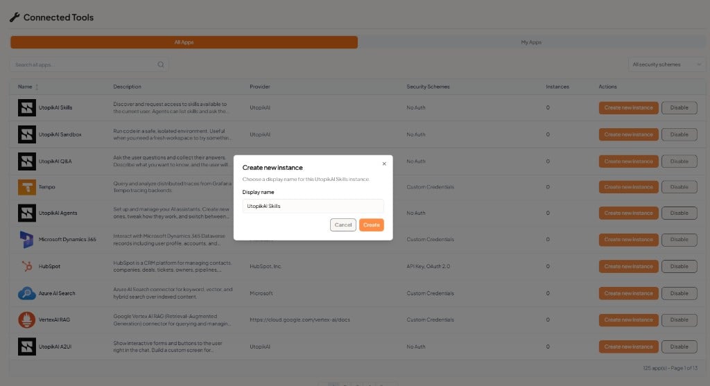 Create new instance — display name