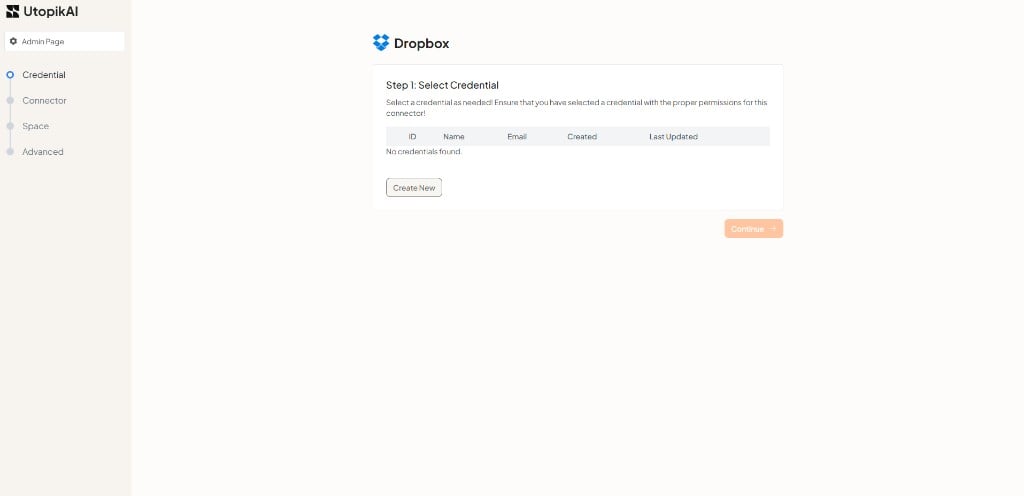 Step 1: Select Credential