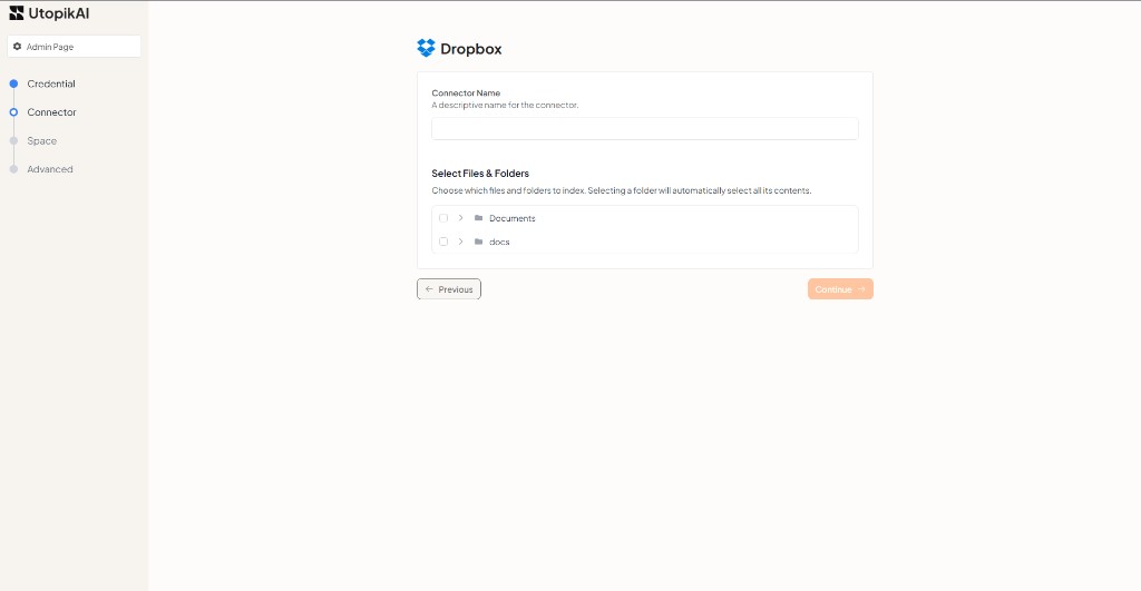 Step 2: Connector name and file selection