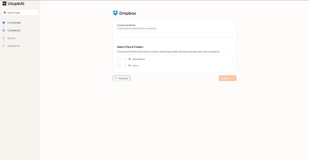 Step 2: Connector name and file selection