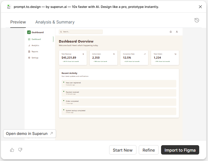 Review generated layout previews